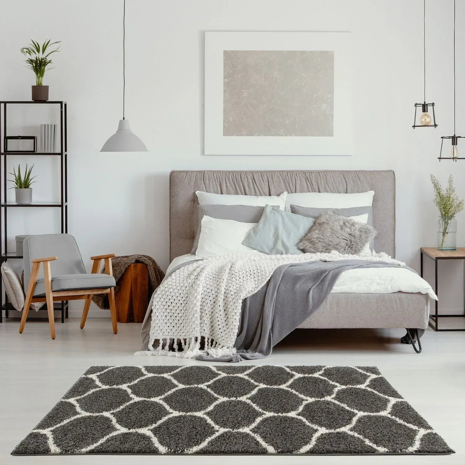 640_Moroccan_Dark_Grey_Shaggy_Rug-13 - Bobobiy