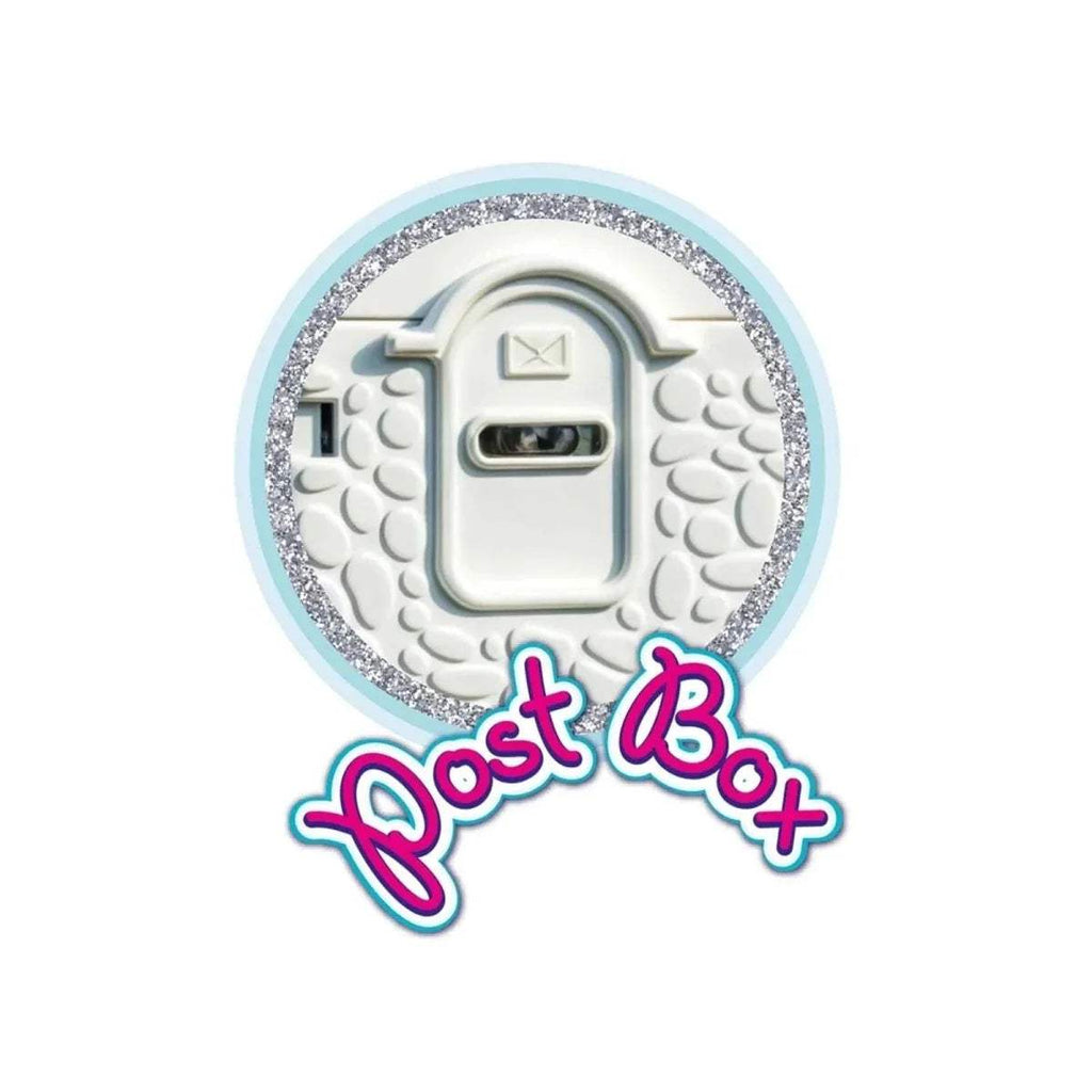 Pet paw-themed circular badge graphic with blue border and purple text
