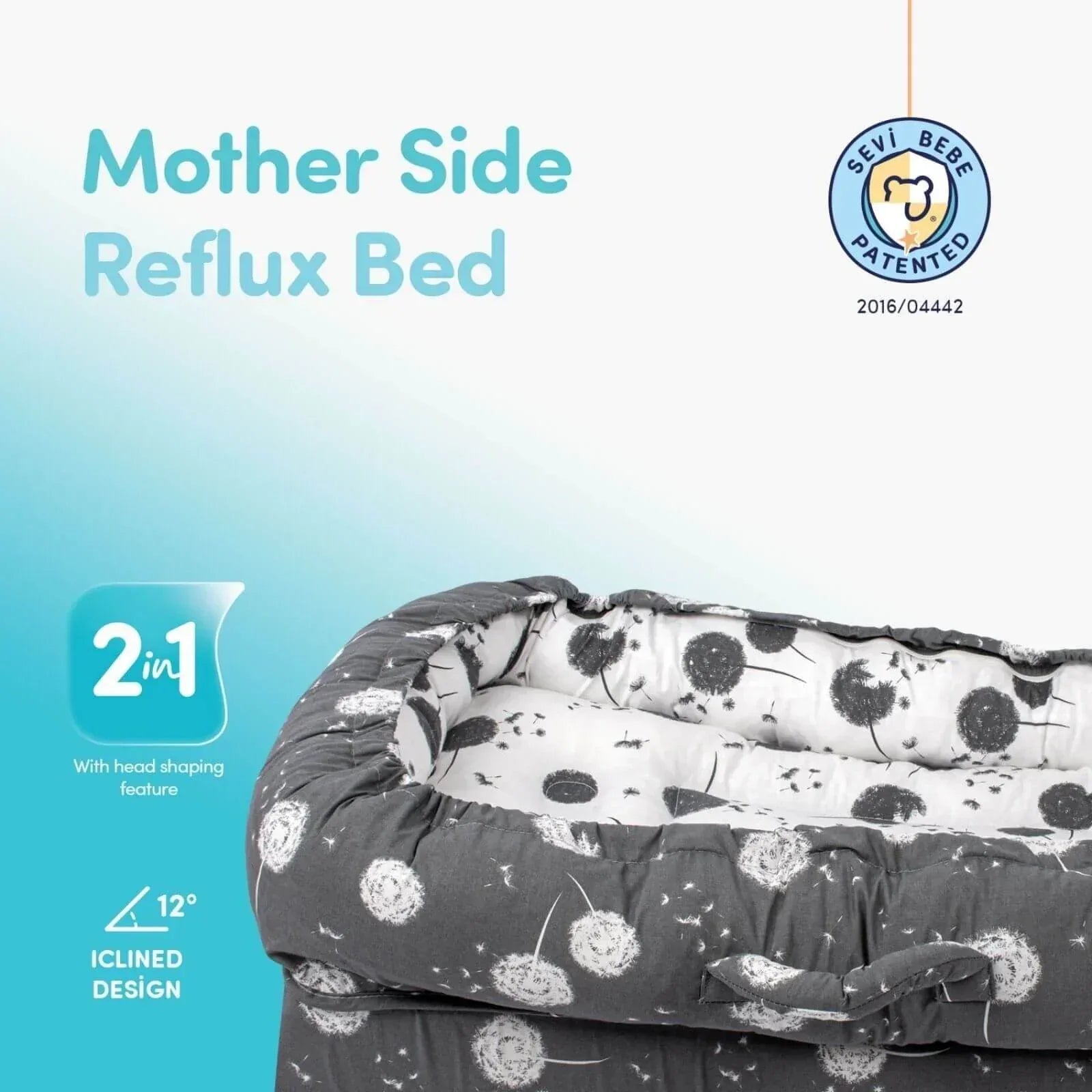 baby plus Mother Side Baby Reflux Bed - Dandelion - Bobobiy