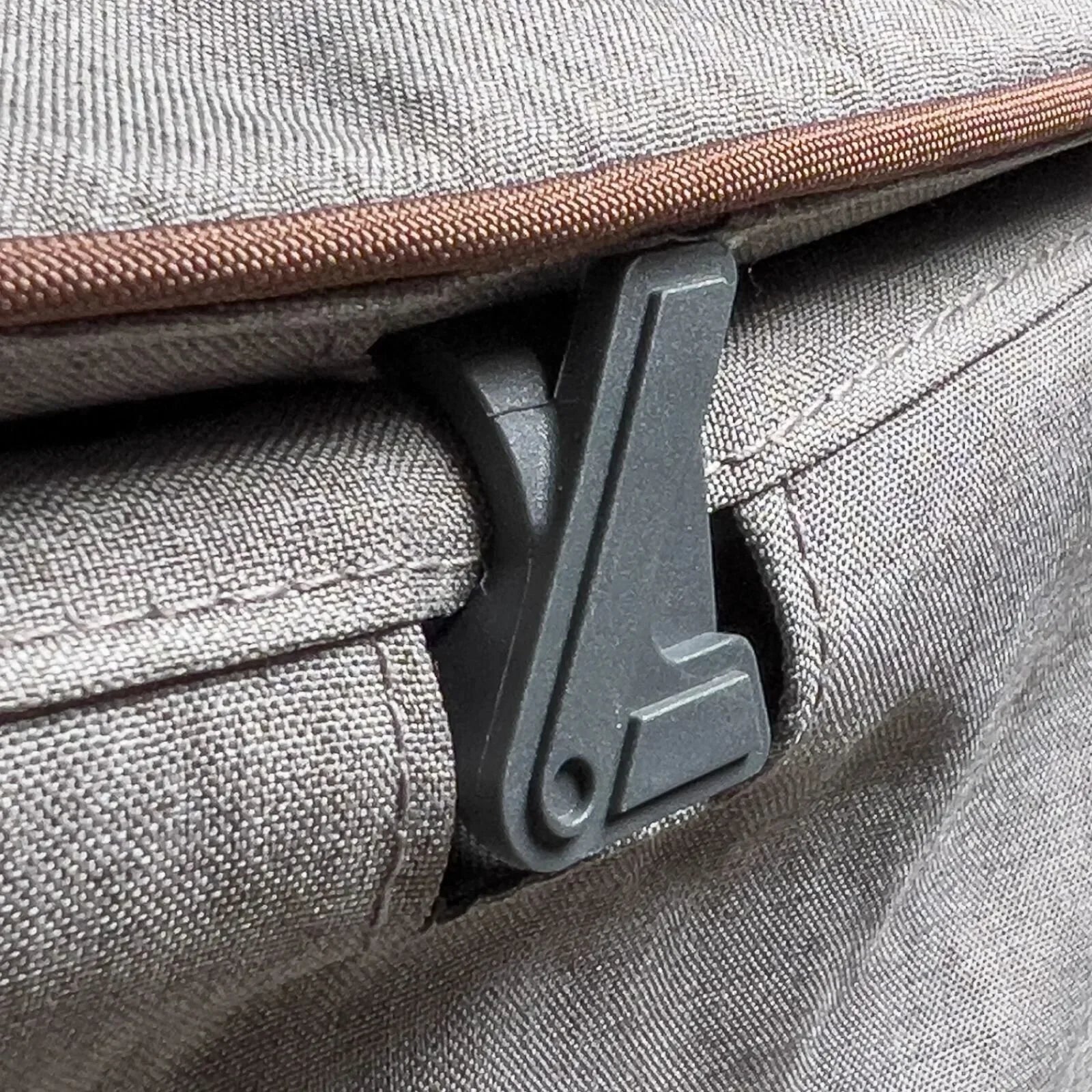 Grey stroller wagon fabric seat cover with corner stitching and mounting hardware