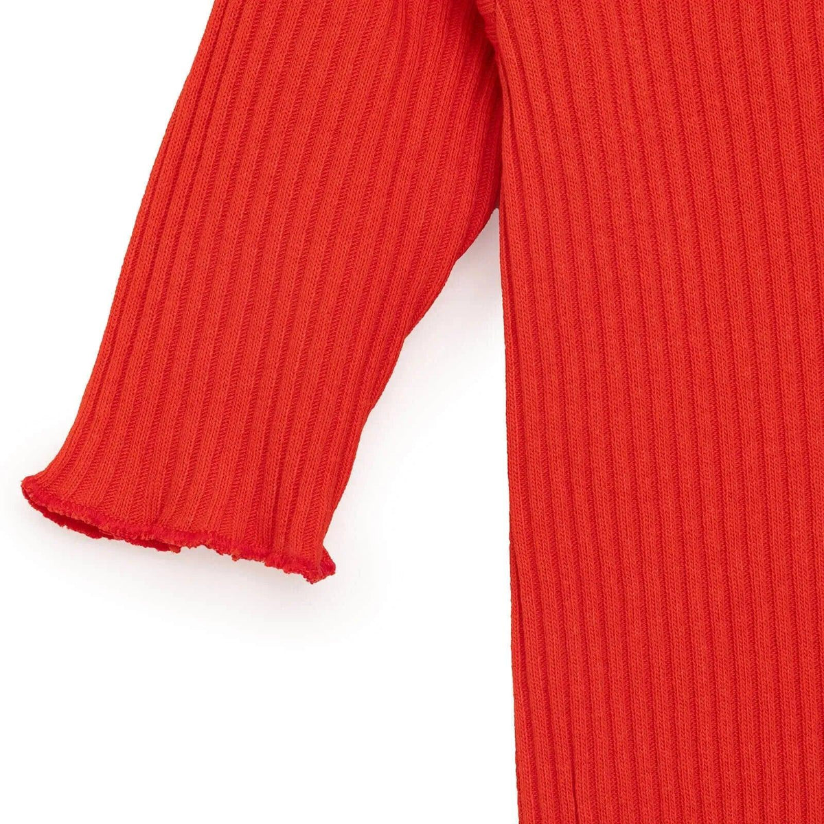 Orange rib-knit sleeve and leg cuff hems