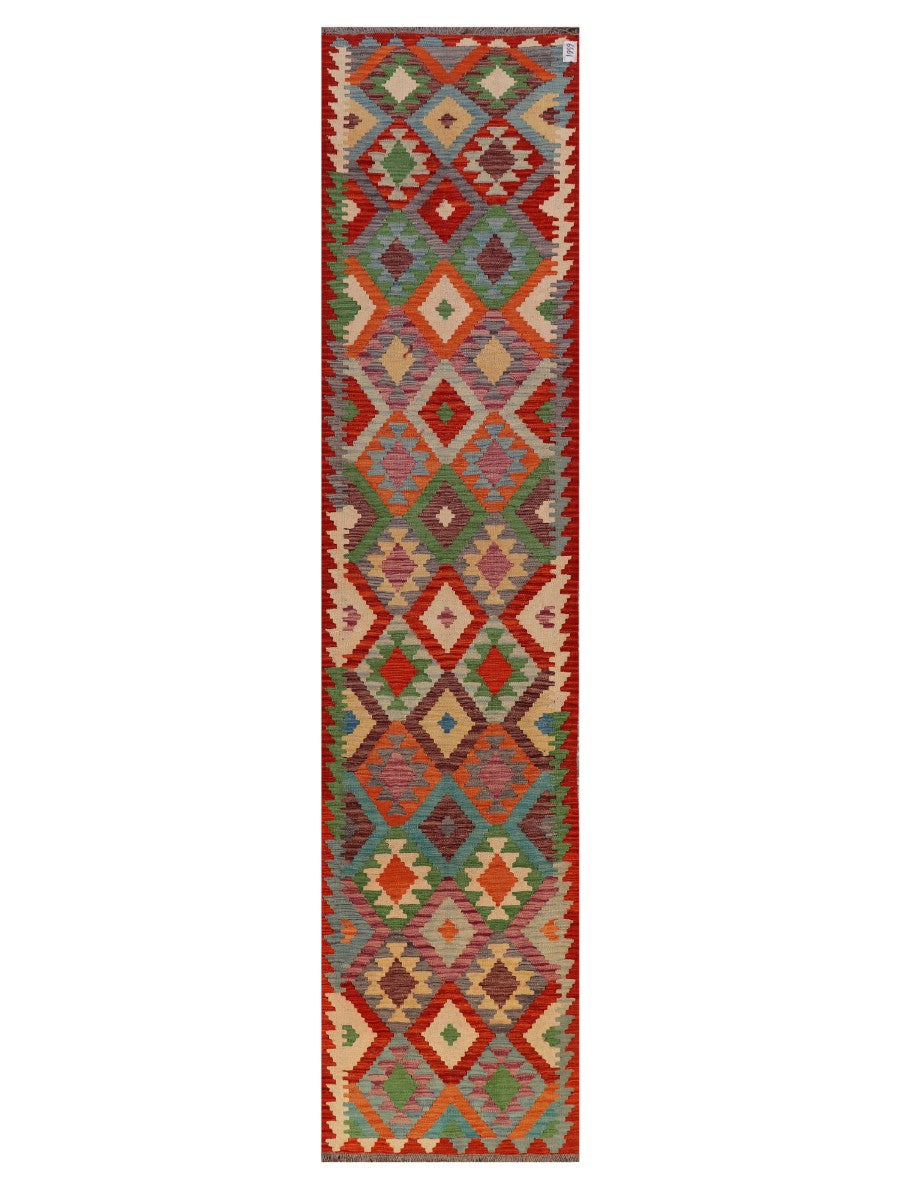 Maimana Afghanistan Kilim Runner - 376 x 88 cm - Handmade