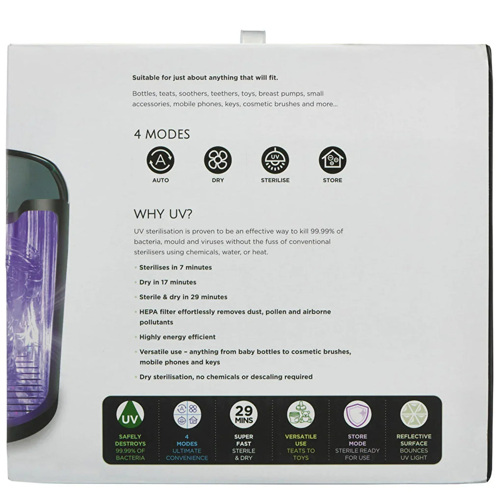 Vital Baby Nurture Advanced Pro UV Steriliser & Dryer - Black - Bobobiy