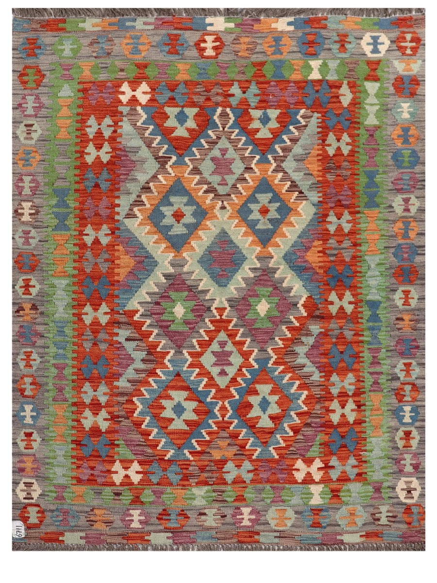 Maimana Afghanistan Kilim Rug - 193 x147 cm - Handmade