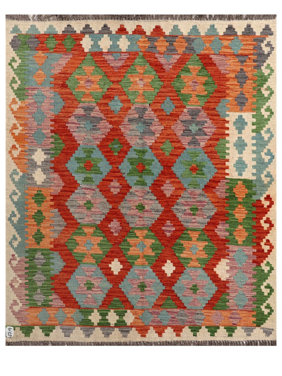 Maimana Afghanistan Kilim Rug - 192 x157 cm - Handmade