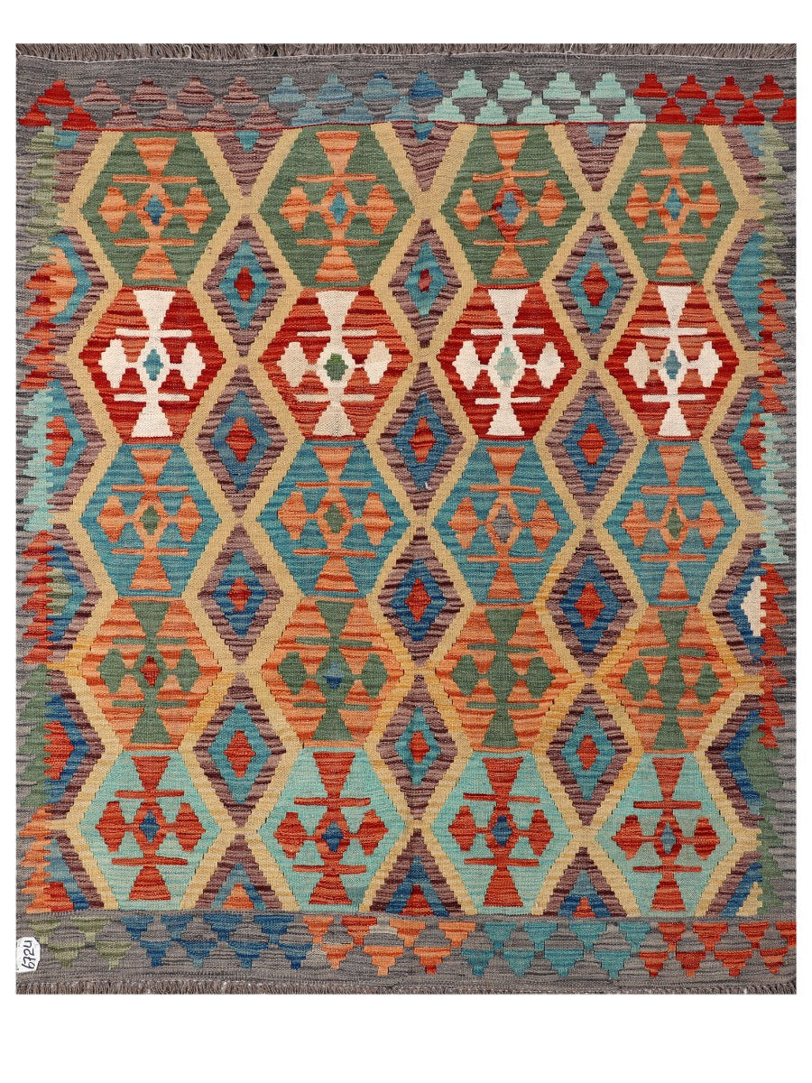 Maimana Afghanistan Kilim Rug - 184 x151 cm - Handmade