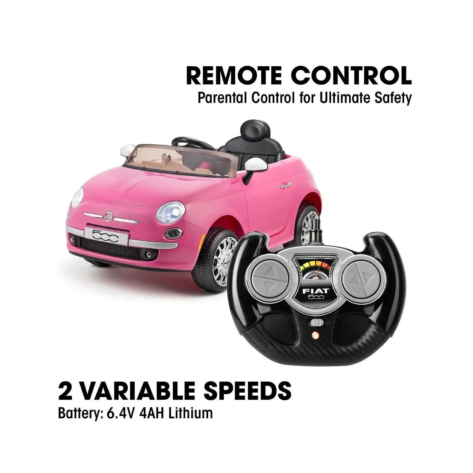 Xootz Fiat 500 12V Electric Ride On - Pink