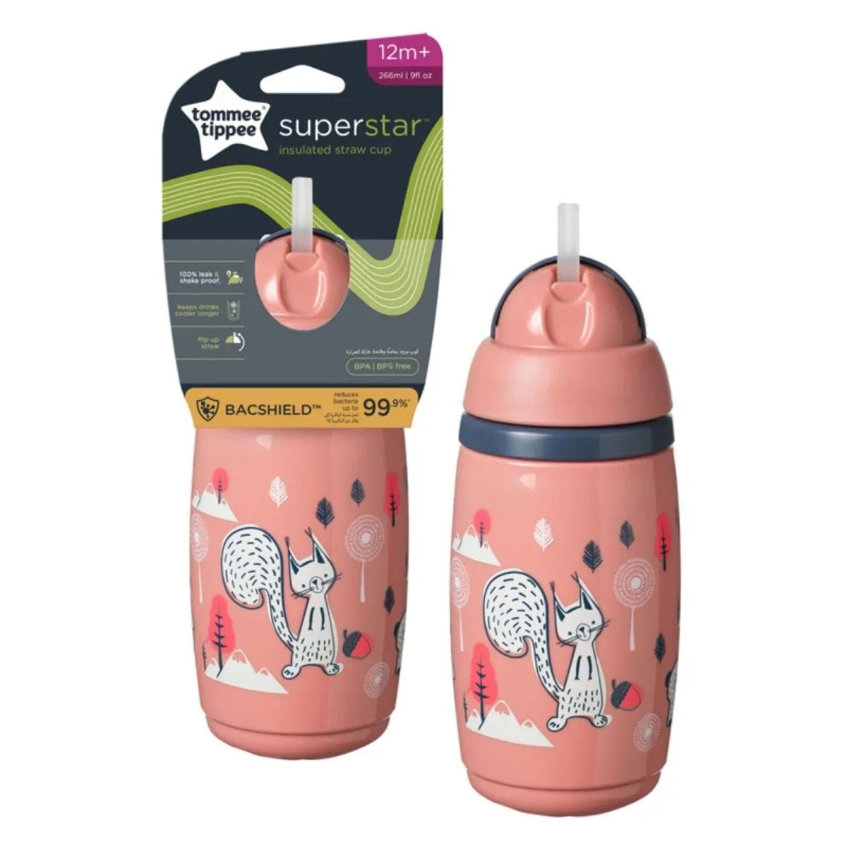 Tommee Tippee Insulated Straw 266ml 12m+ - Assorted - Bobobiy