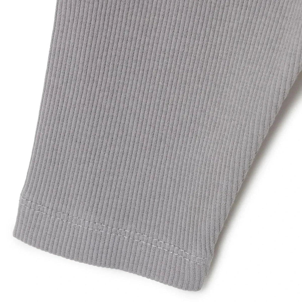 Grey ribbed leggings hem with ribbed cuff