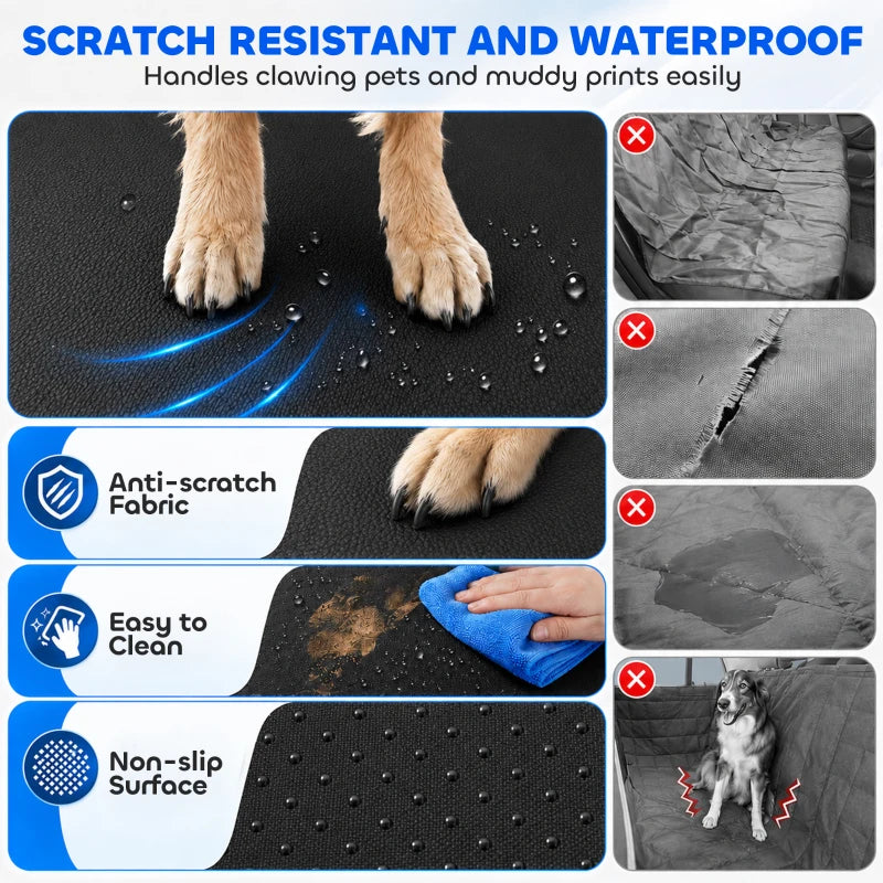 Black waterproof dog car hammock seat cover with anti-scratch fabric and non-slip surface