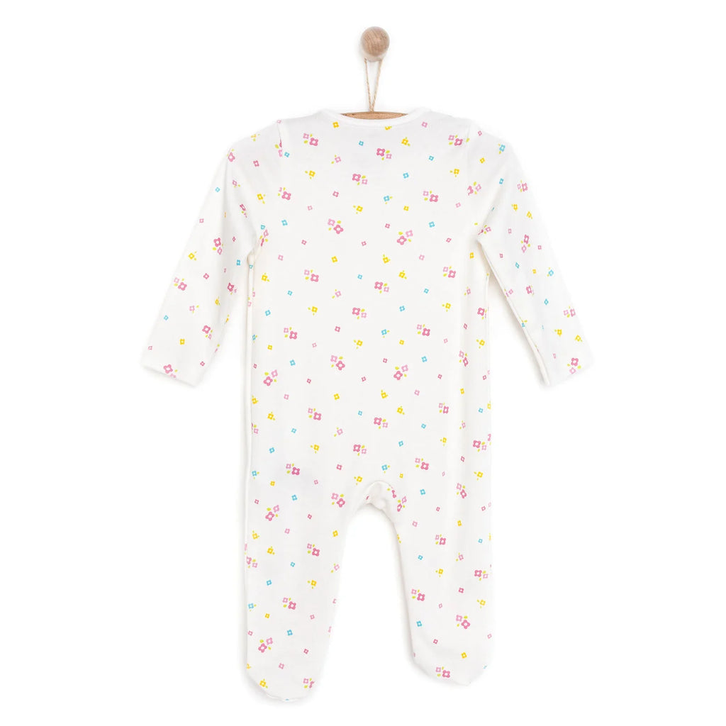 HelloBaby Newborn Girl Footed Jumpsuit - Ecru