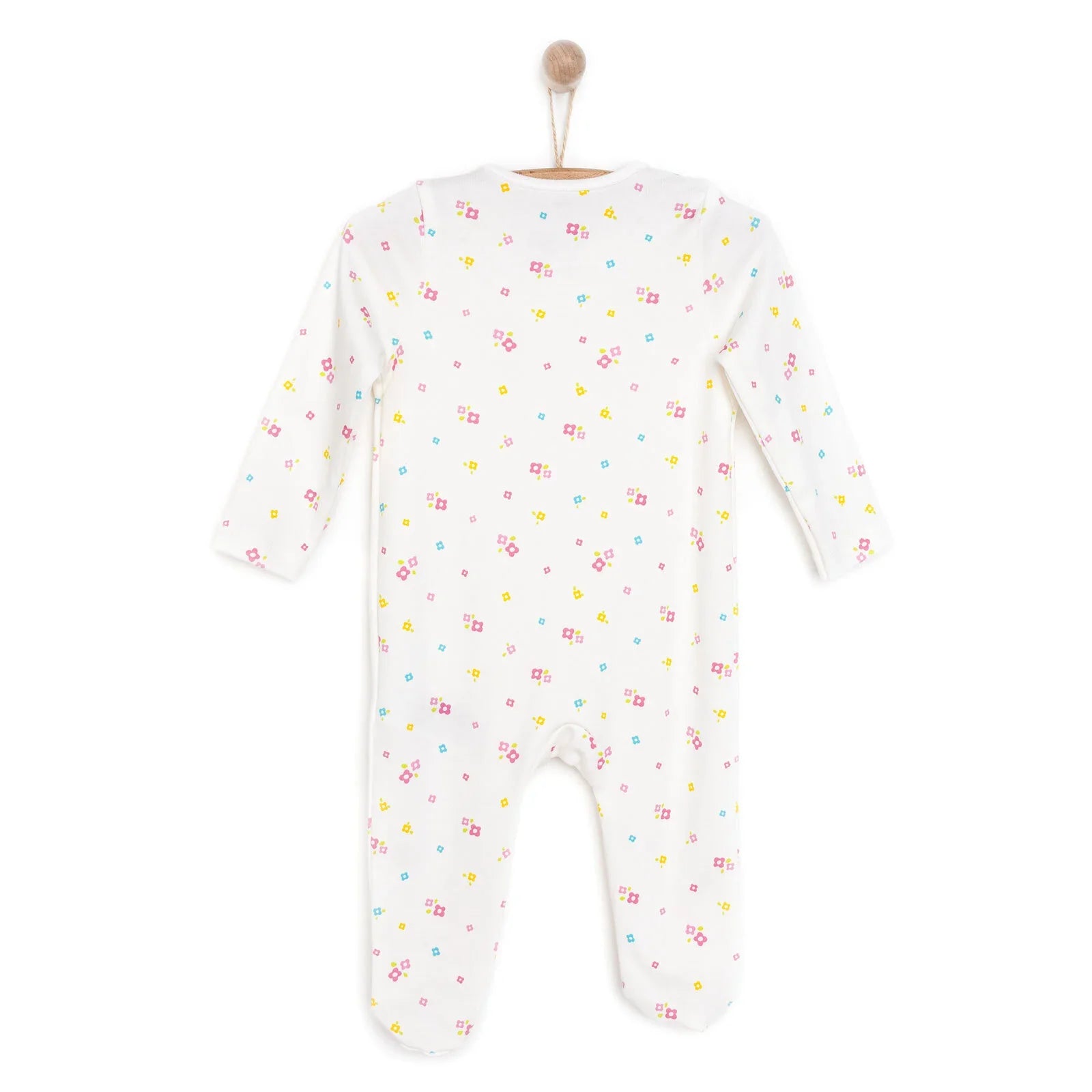 HelloBaby Newborn Girl Footed Jumpsuit - Ecru