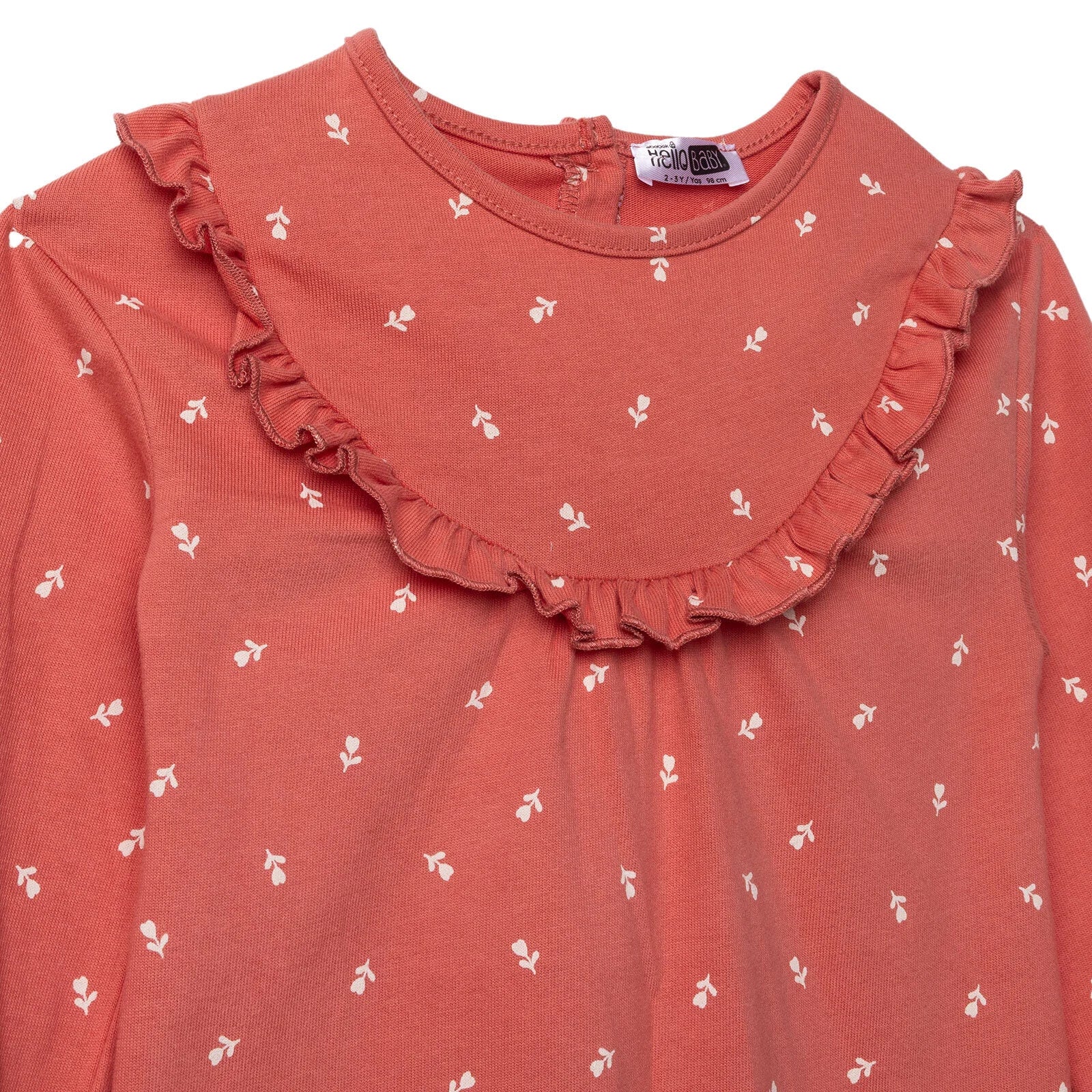 HelloBaby Wintrt Cherry Dress - Coral Printed
