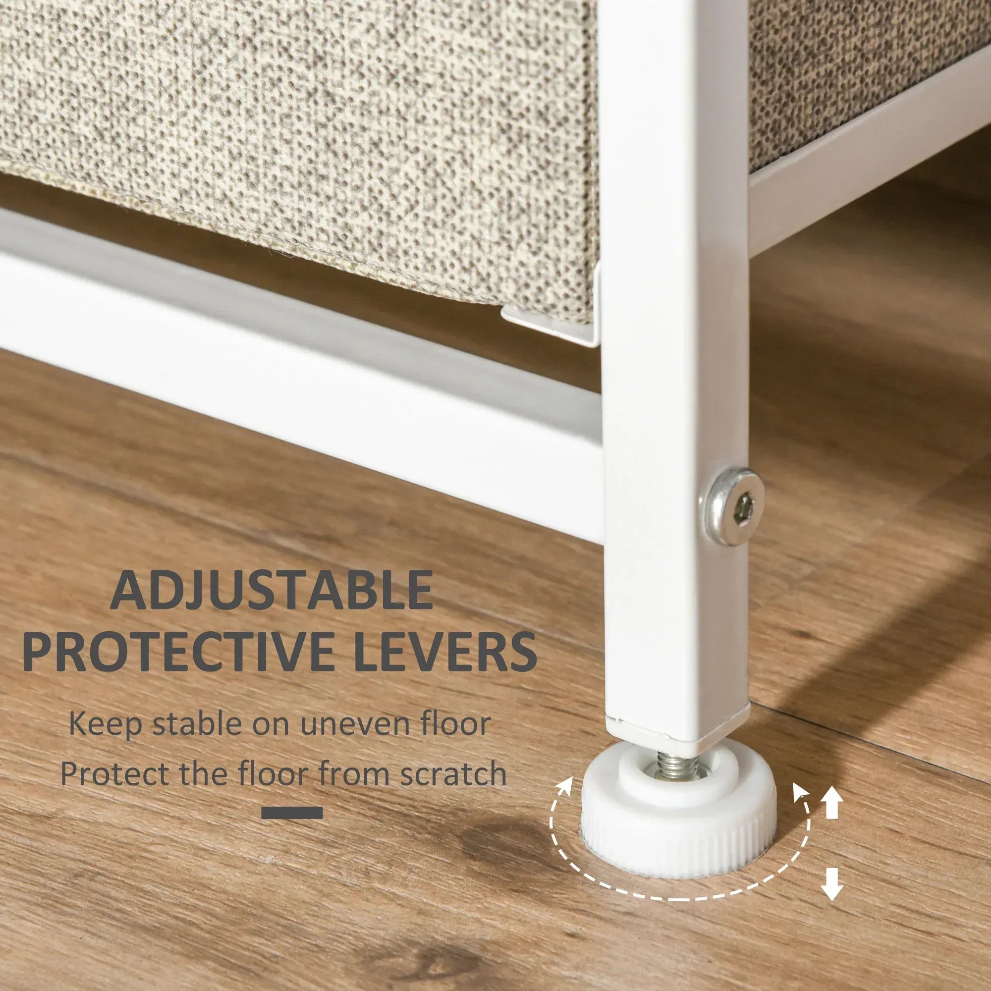 Chest of Drawers with 7 Drawers, Fabric Drawers with Large Storage Space, Drawers Dresser with Metal Frame, Adjustable Feet for Bedroom Living Room, Light Grey - Bobobiy