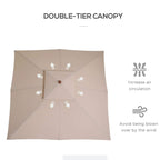 Beige double-tier parasol canopy with adjustable air-circulation vent