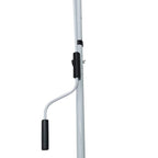 Grey awning pole with manual crank and clamp-style adjustment hardware