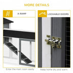 White hutch detail showing ramp side and lockable door hardware on mesh panels
