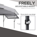 Grey pop-up gazebo with snap connector for freely adjustable height poles