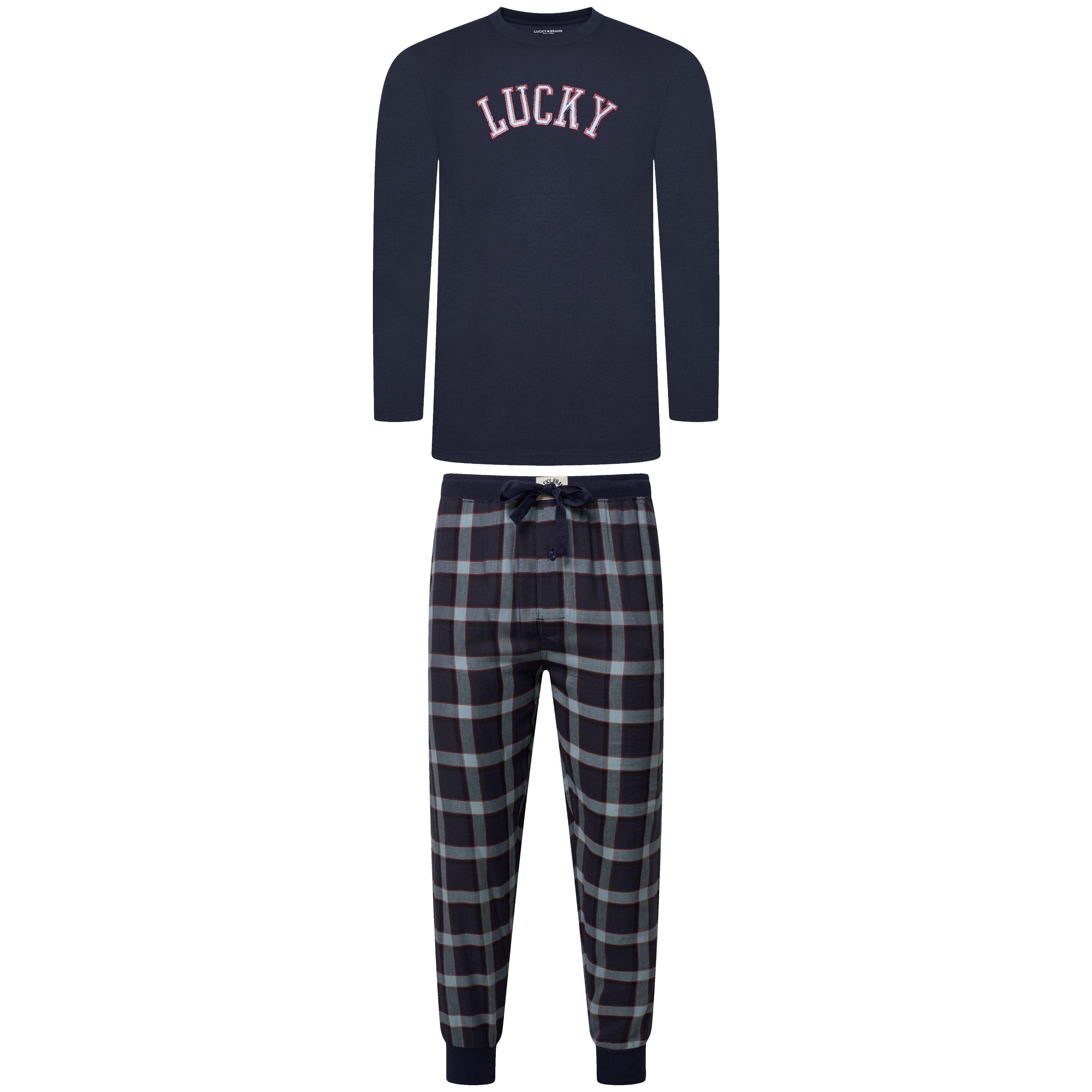 Lucky Brand Crew Neck & Closed Hem Flannel Pant Pyjama Set