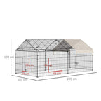 Rectangular metal pet playpen with wire walls and beige roof cover panels