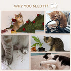 Brown wall-mounted cat tree with ledges and ramp, featuring cats using the set