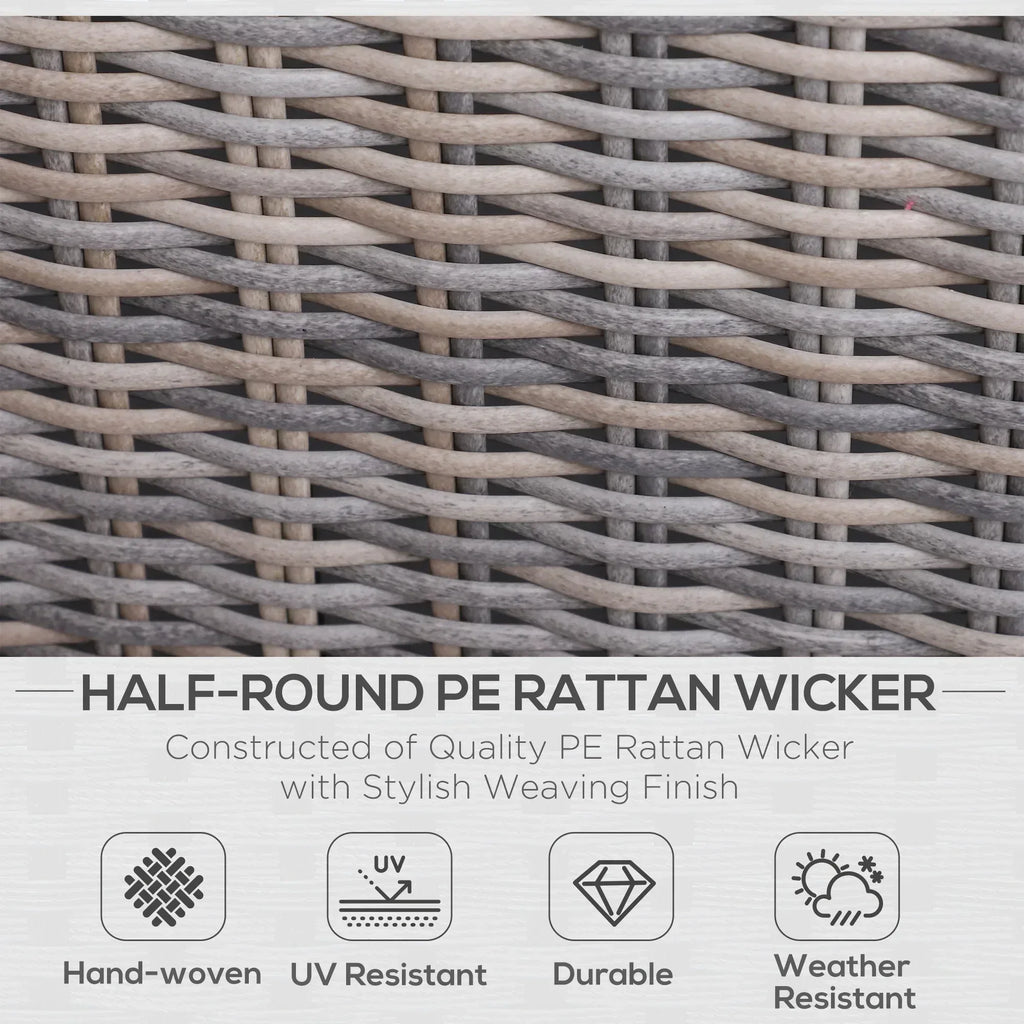 5 Piece Rattan Garden Furniture Set w/ 10cm Thick Cushions, Aluminium Frame Wicker Outdoor Balcony Sofa Set with Corner Armchairs, Ottomans, and Glass Top Table, Mixed Brown - Bobobiy