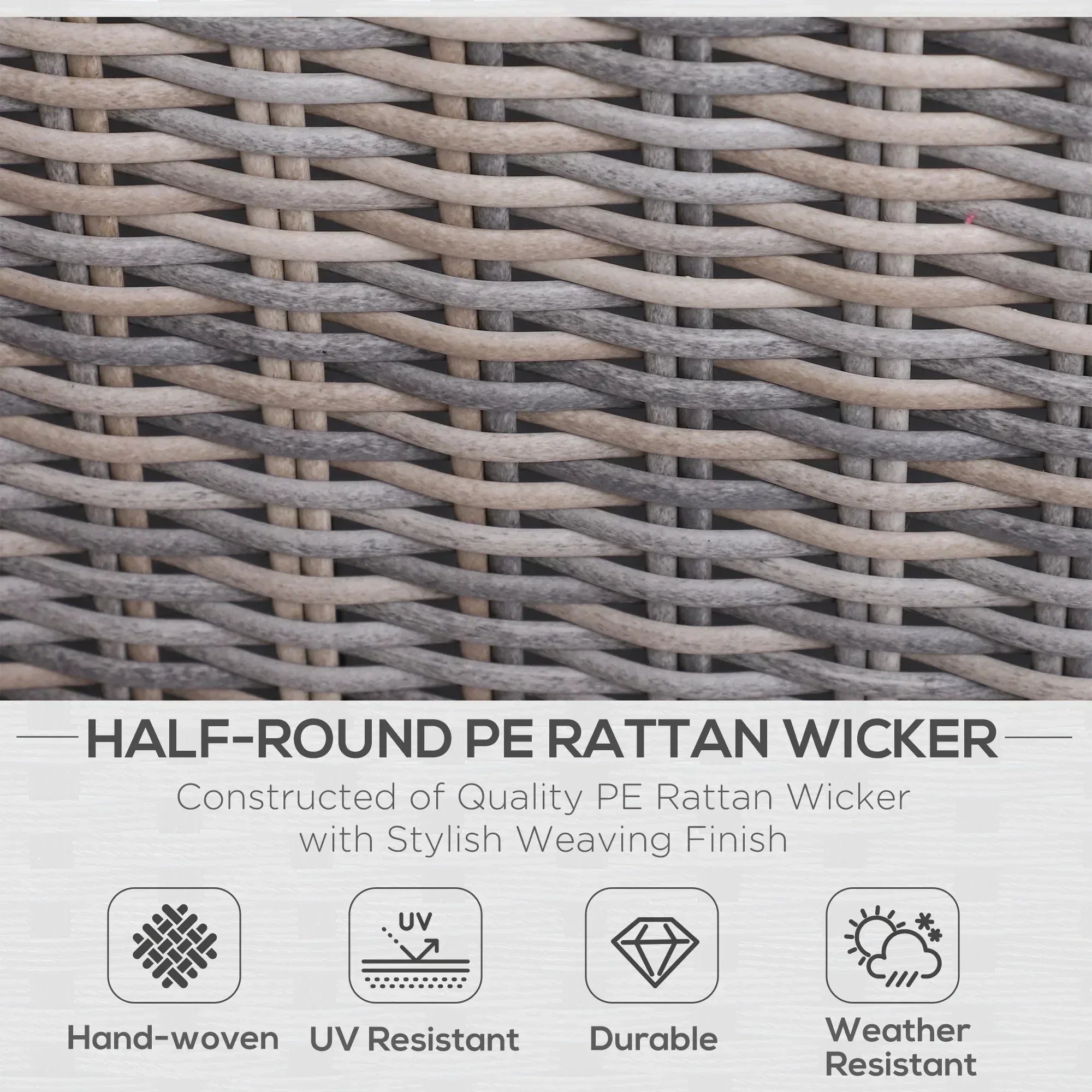 5 Piece Rattan Garden Furniture Set w/ 10cm Thick Cushions, Aluminium Frame Wicker Outdoor Balcony Sofa Set with Corner Armchairs, Ottomans, and Glass Top Table, Mixed Brown - Bobobiy