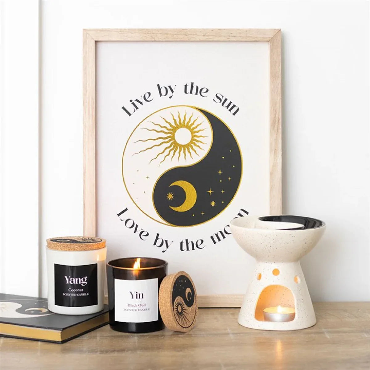 Set of 2 Yin Yang Black Oud and Coconut Candles - Bobobiy