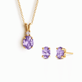 Gold vermeil necklace with amethyst pendant and matching amethyst stud earrings