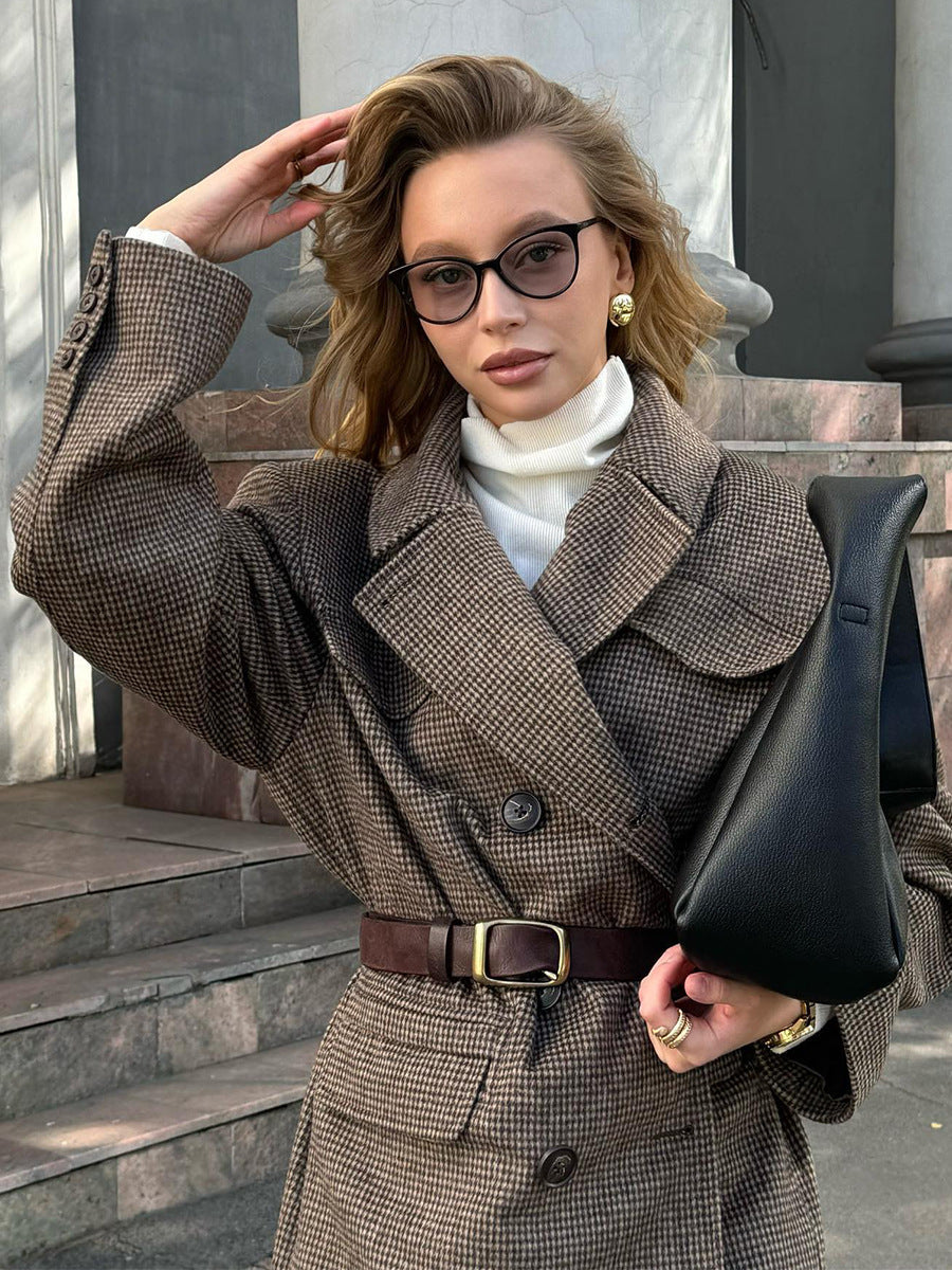 Mid-Length Double-Breasted British-Style Wool Coat