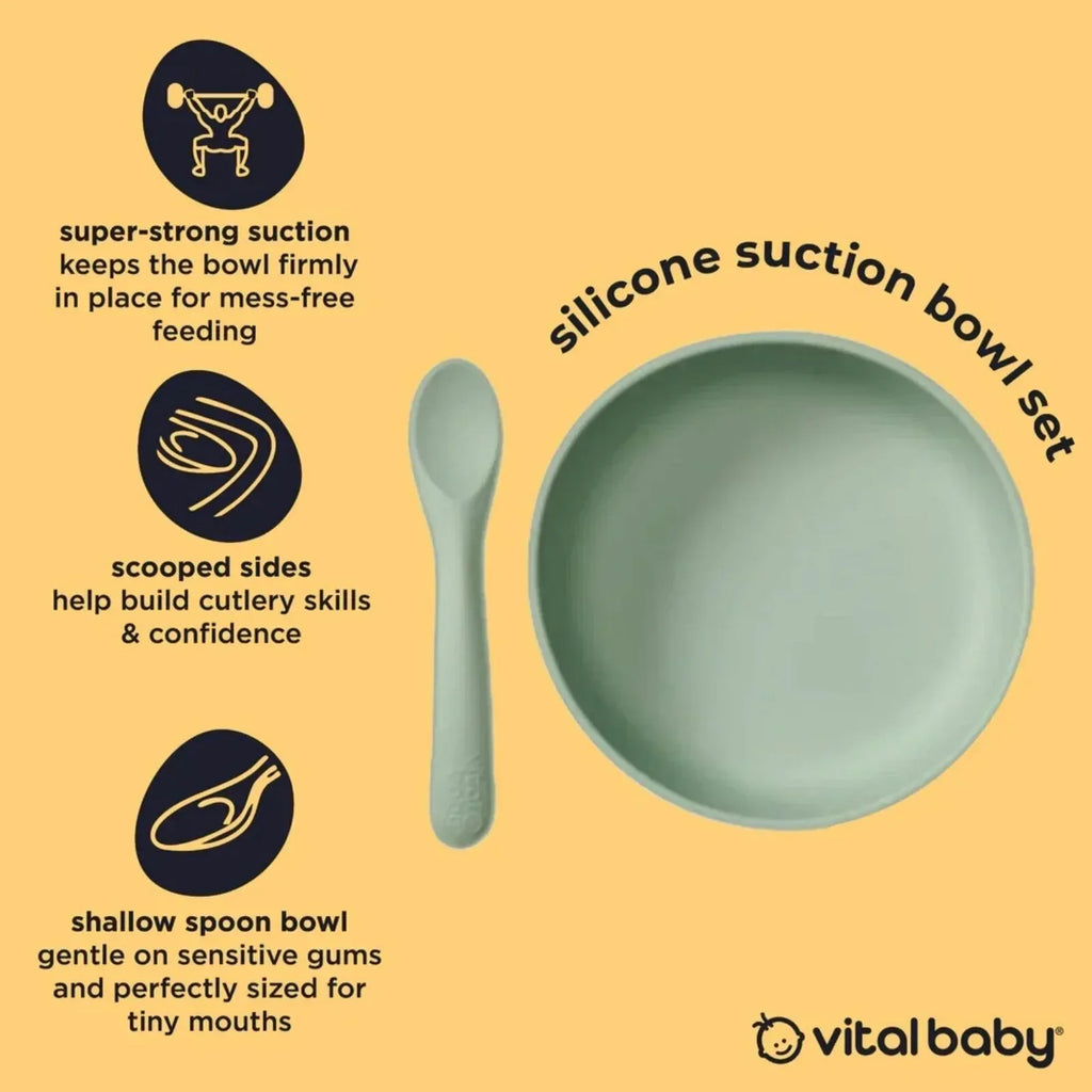 Vital Baby Nourish Silicone Suction Bowl Set - Dusky Mauve - Bobobiy