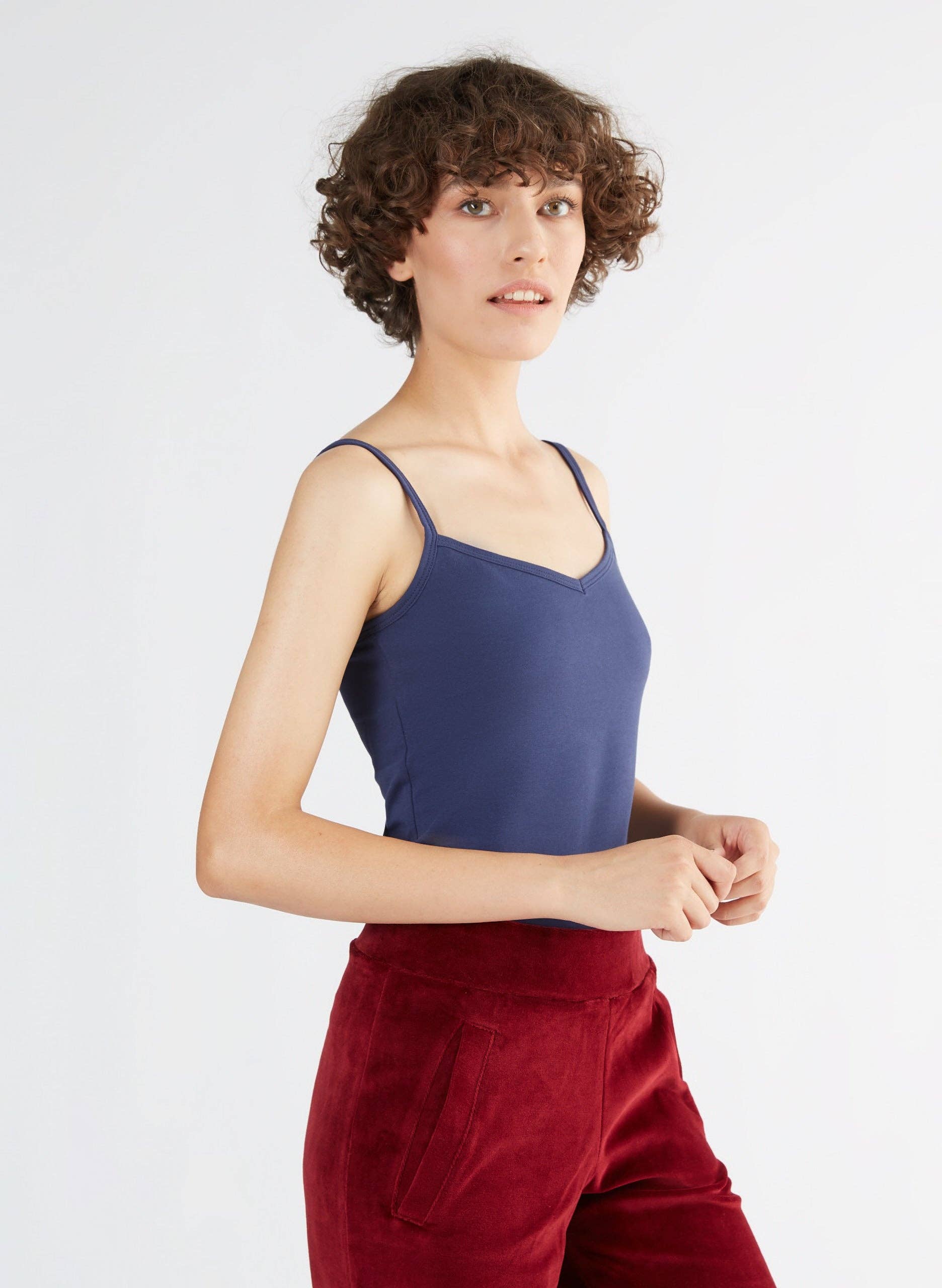 Organic Stretch Vest with Spaghetti Straps: Womens
