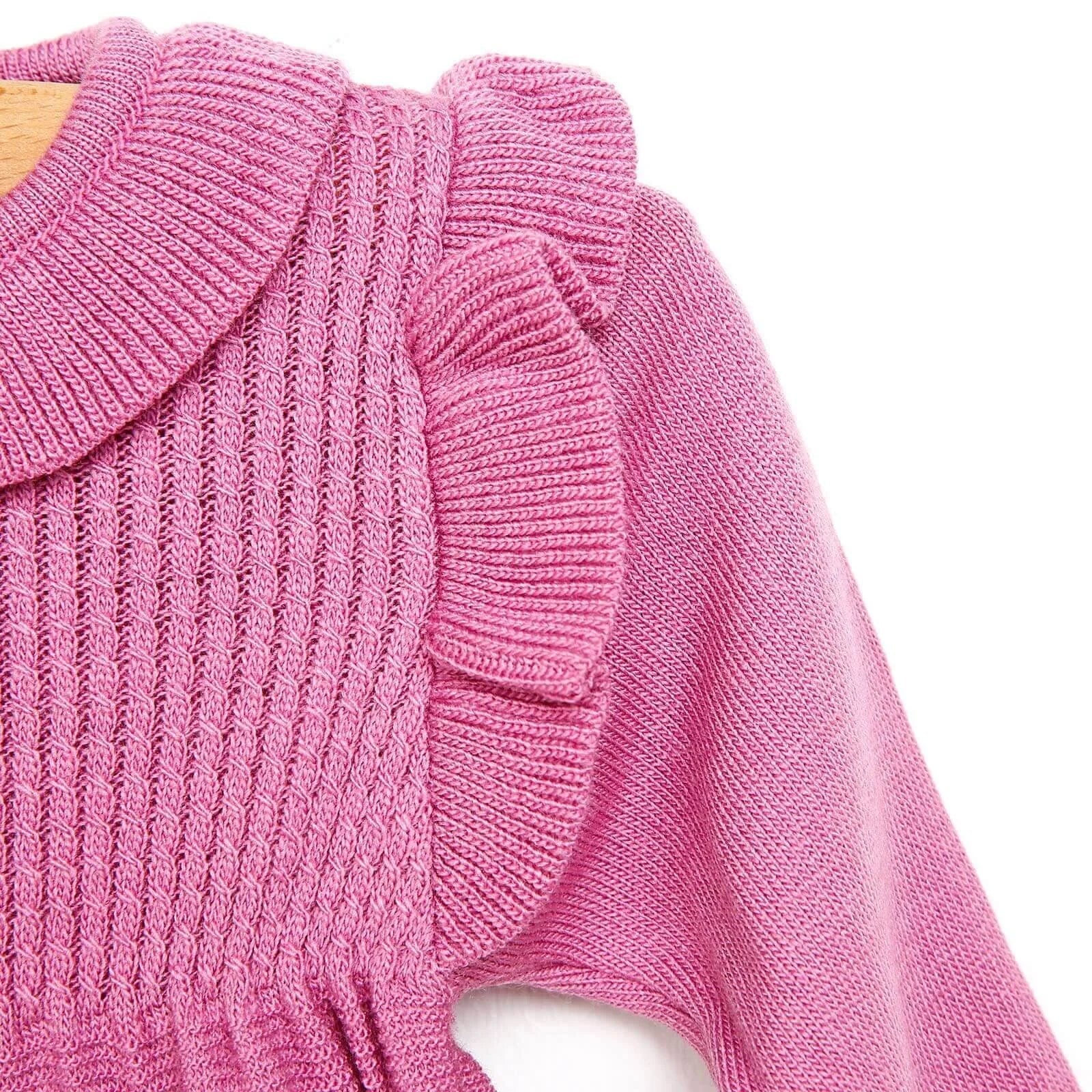 HelloBaby Newborn Frilled Knit Short Overall - Lilac