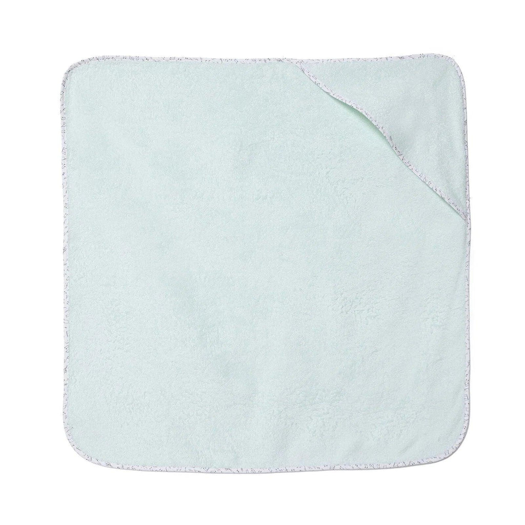 Baby bath towel square, light blue with diagonal stitched seam