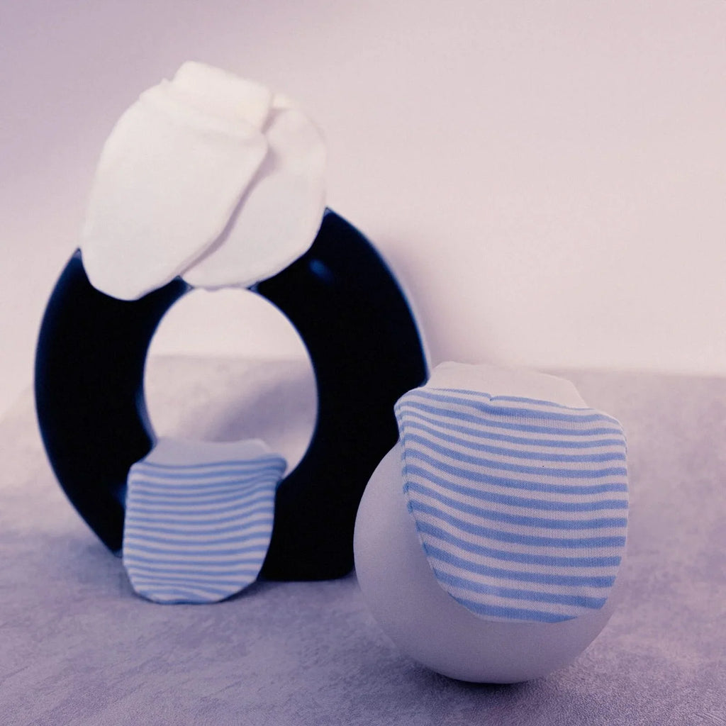 HelloBaby Newborn Striped-Straight Mittens - Blue