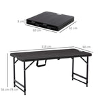 Foldable dark grey patio dining table, open design with height-adjustable legs