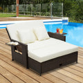 Rattan Sun Lounger 2 Seater Day Bed-Brown