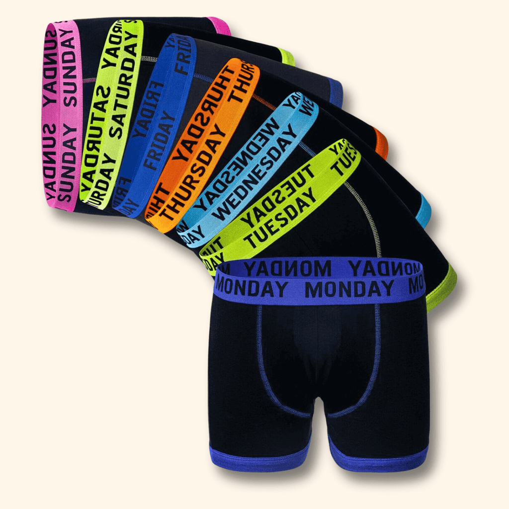 7 Pack Days Of The Week Comfort Fit Boxer Shorts Menswear, Small to XLarge