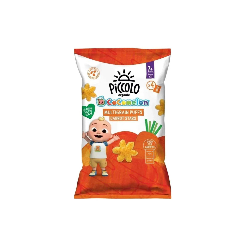 Piccolo organic carrot star multigrain puffs snack bag, 7+ months, 4-pack