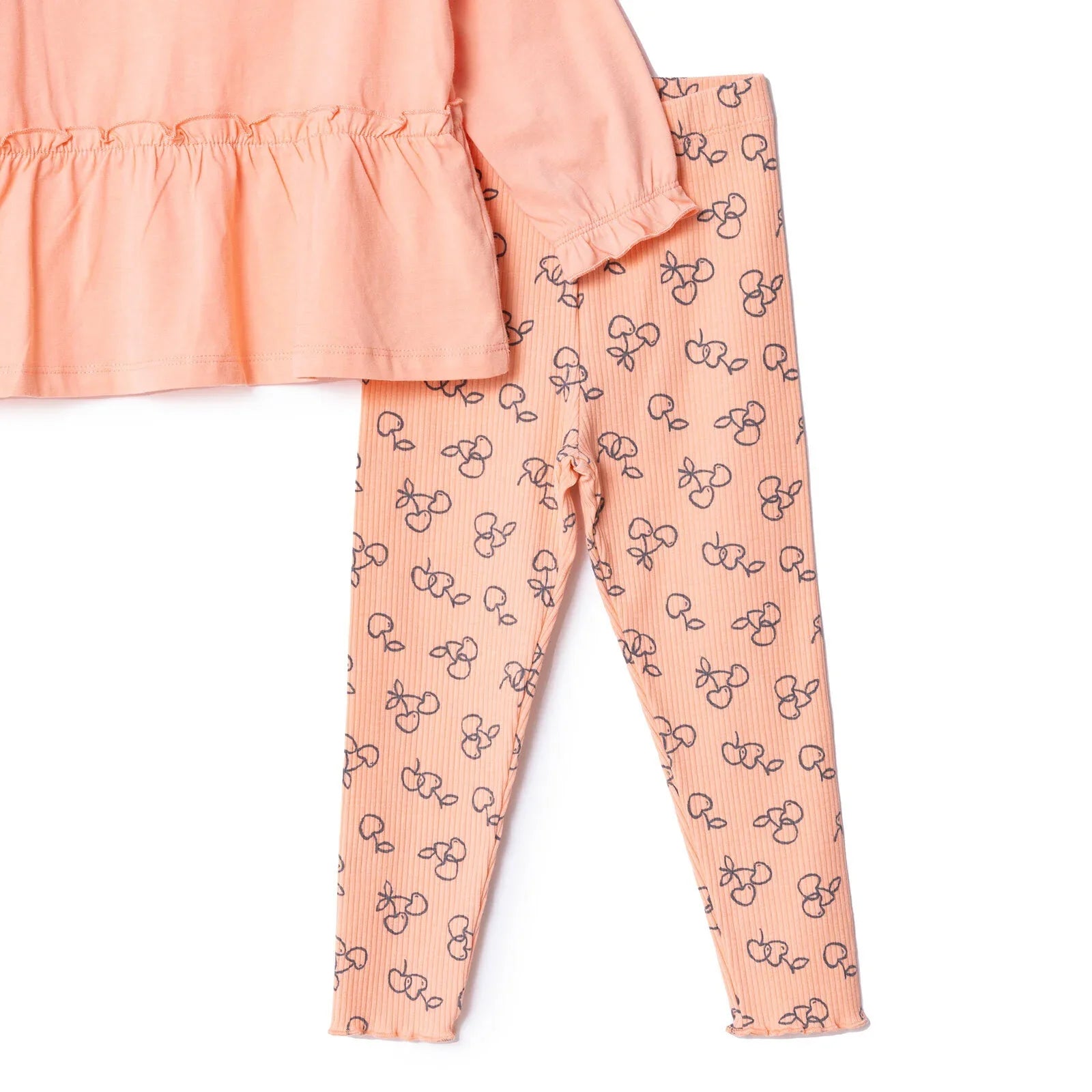 HelloBaby Winter Cherry Blouse-Leggings - Salmon