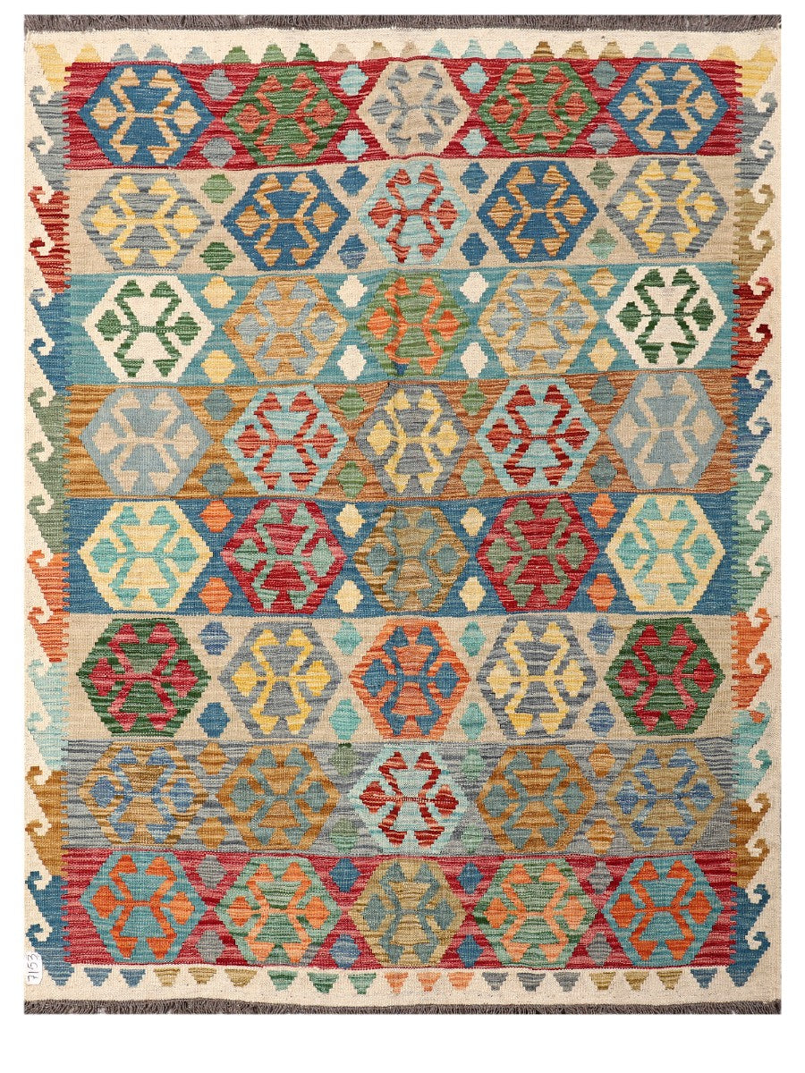 Maimana Afghanistan Kilim Rug - 201 x156 cm - Handmade