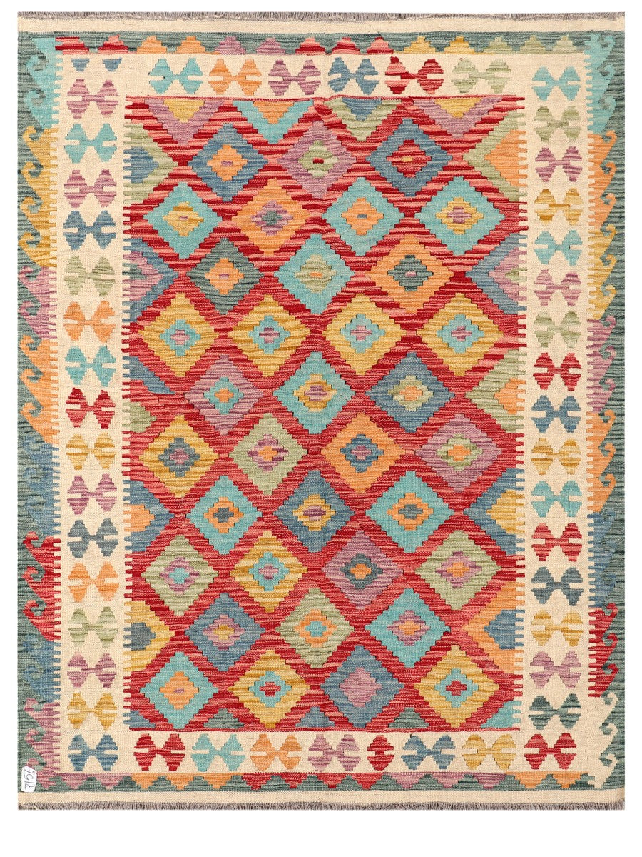 Maimana Afghanistan Kilim Rug - 197 x149 cm - Handmade