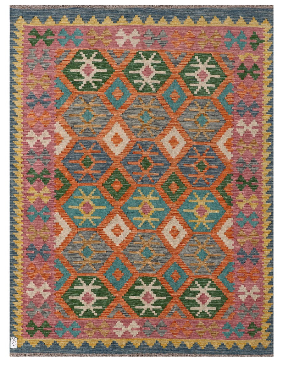 Maimana Afghanistan Kilim Rug - 199 x154 cm - Handmade