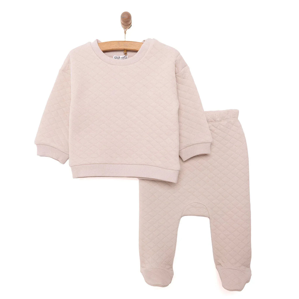 HelloBaby Newborn Quilted Sweatshirt-Footed Bottom - Grey - Bobobiy