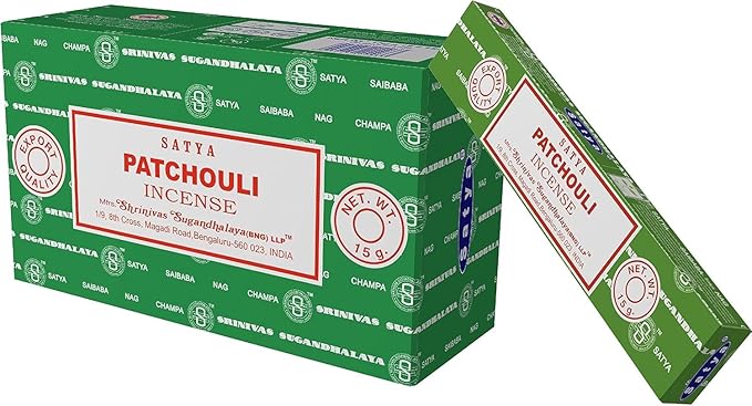 Set of 12 Packets of Patchouli Incense Sticks by Satya