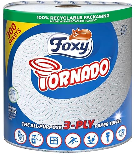 6 x Foxy Tornado Household Towel - 1 PACK