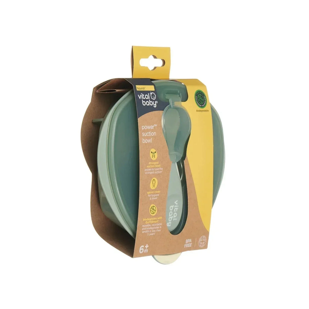 Vital Baby Nourish Power Suction Bowl - Natural Moss - Bobobiy