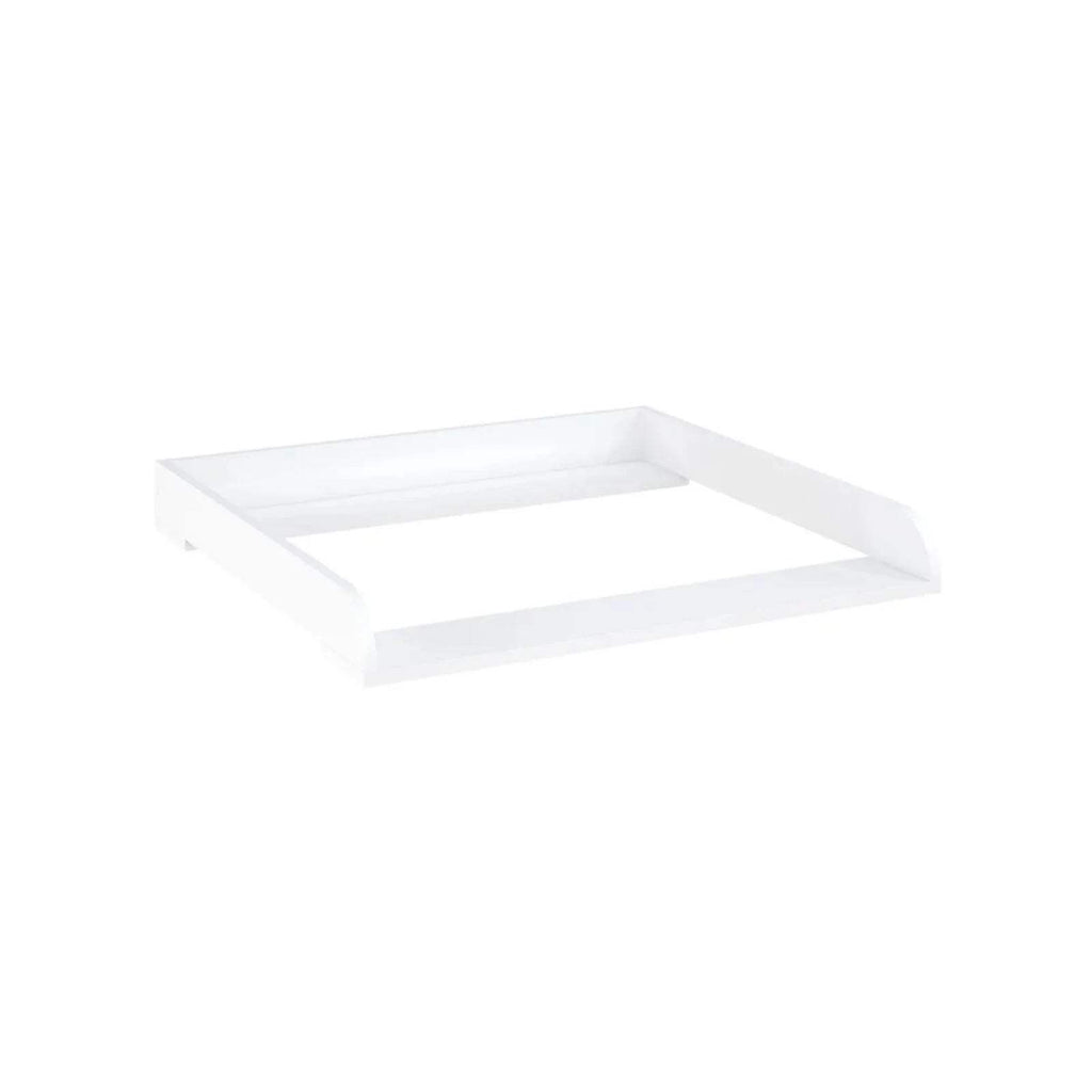 White universal baby changing top base with wide raised sides and open center