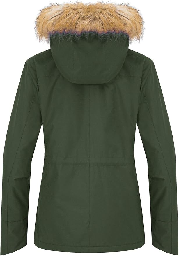 Womens Ski Jacket Waterproof Snowboarding Winter Coat Army Green XL Wantdo