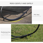 Black rocking lounger frame with anti-wear PVC strip on corner contact point